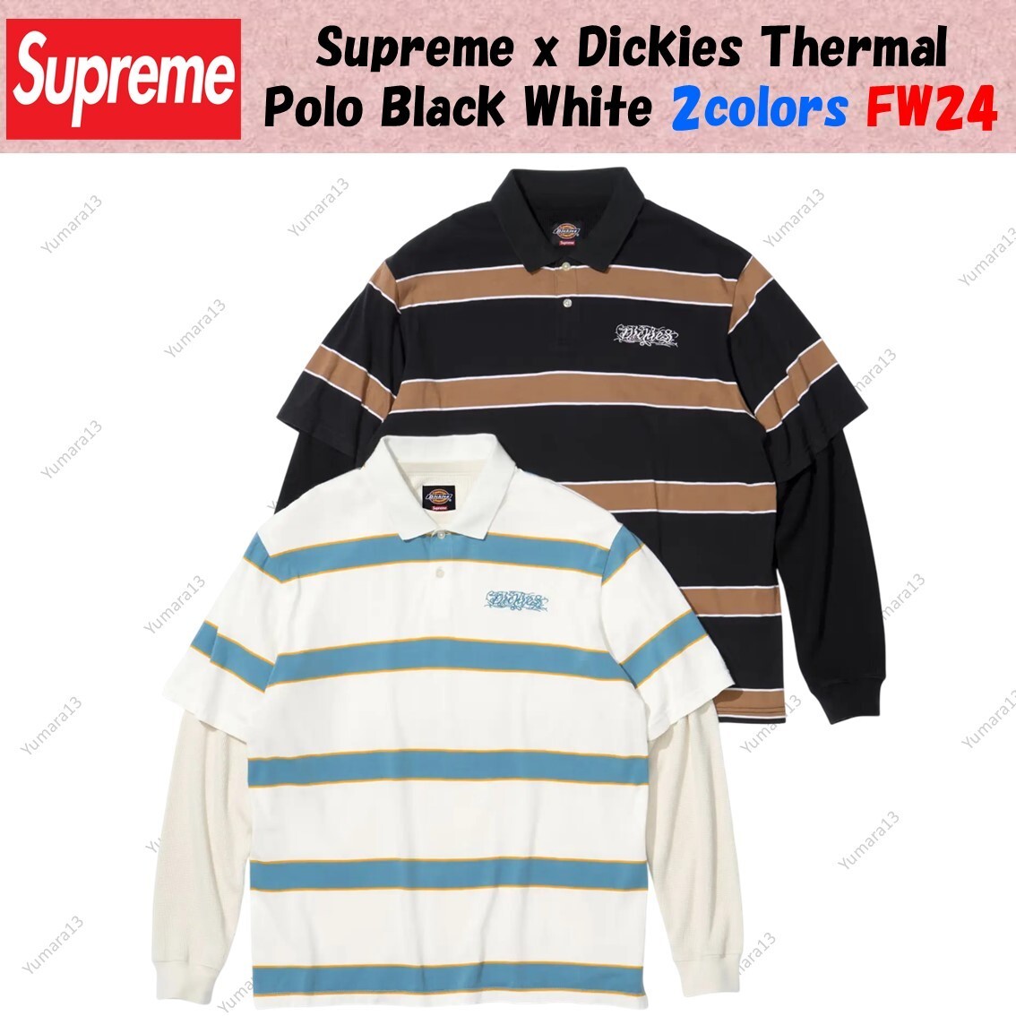 Supreme x Dickies Thermal Polo Black White 2colors FW24 | eBay