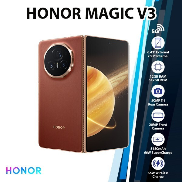 HONOR Magic V3 5G Android Cell Phone (Brown/12GB+512GB/Dual SIM