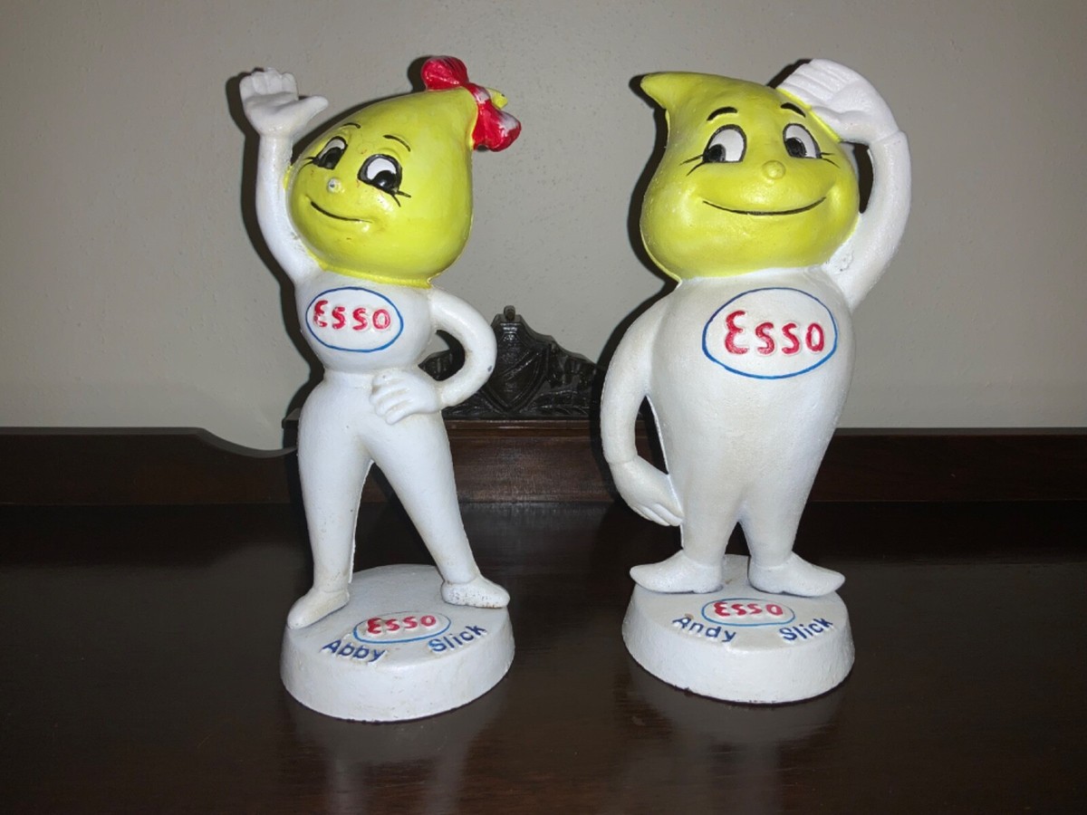 Vintage Esso Oil Drip Cast Iron Collectible Money Boxes Abby and
