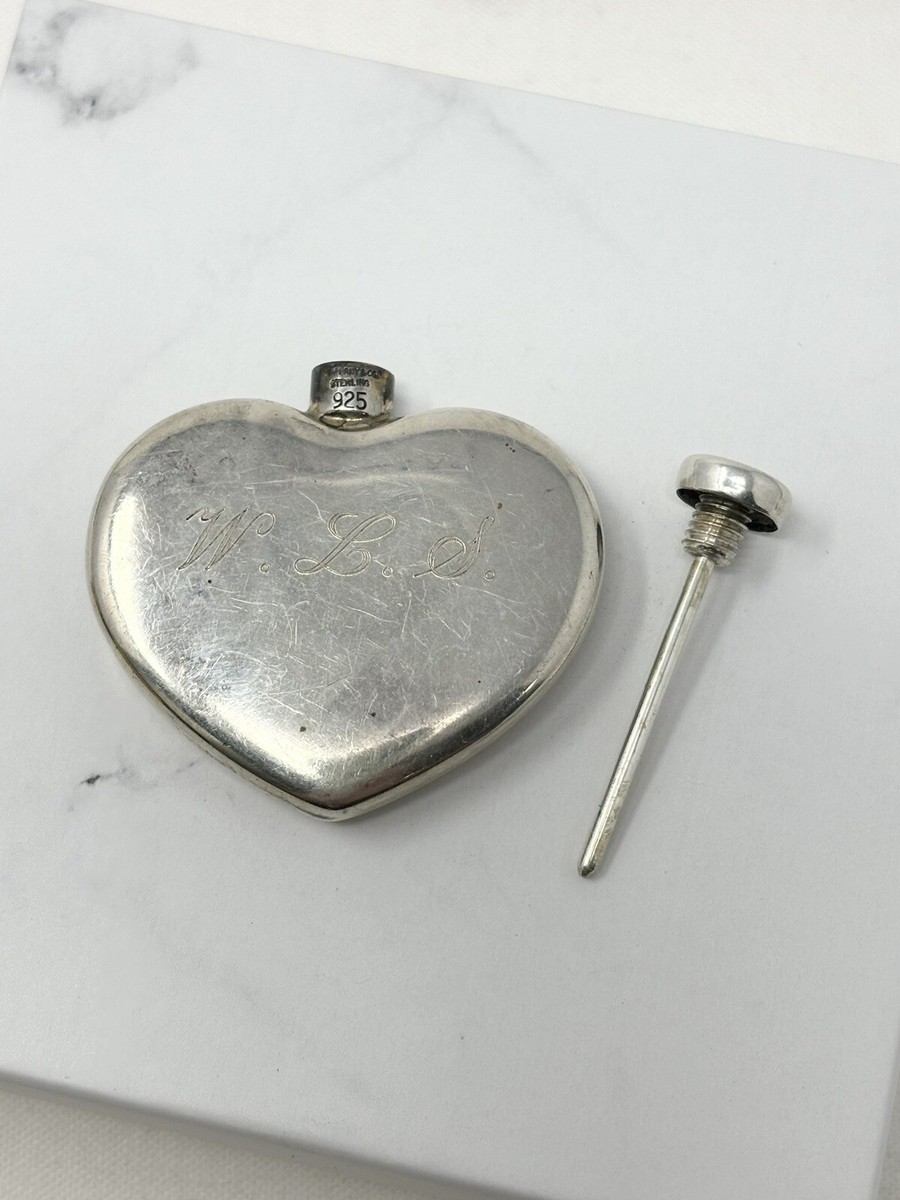 Vintage Tiffany & Co. Sterling Silver Heart Shaped Perfume Bottle