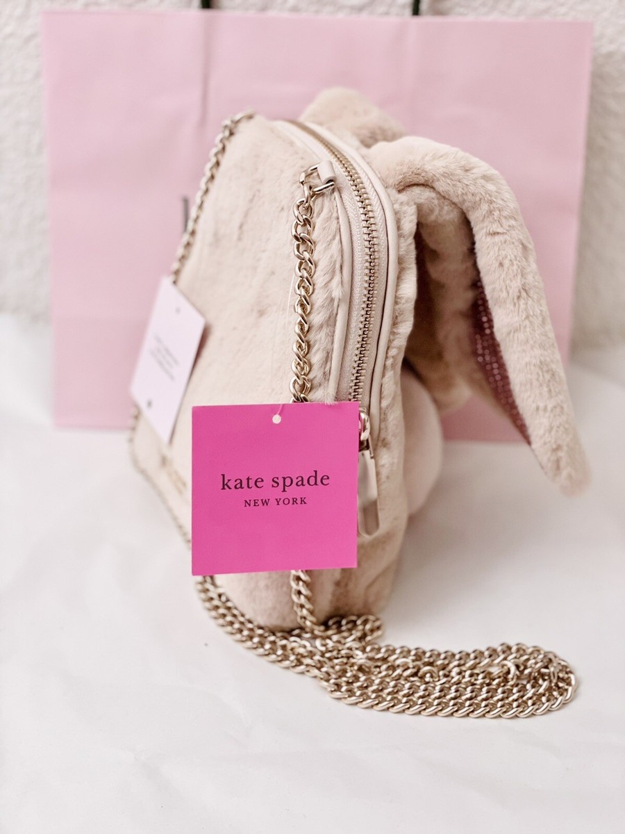 KATE SPADE BUNBUN FAUX FUR 3D BUNNY RABBIT CROSSBODY BAG NWT