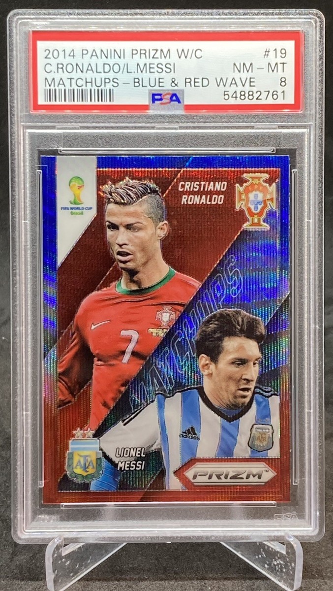 RONALDO & MESSI 2014 Panini Prizm Matchups Blue & Red Wave Soccer