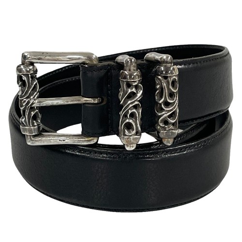 Chrome Hearts BELT LOOP Cross Ball Button Leather Belt Loop Black