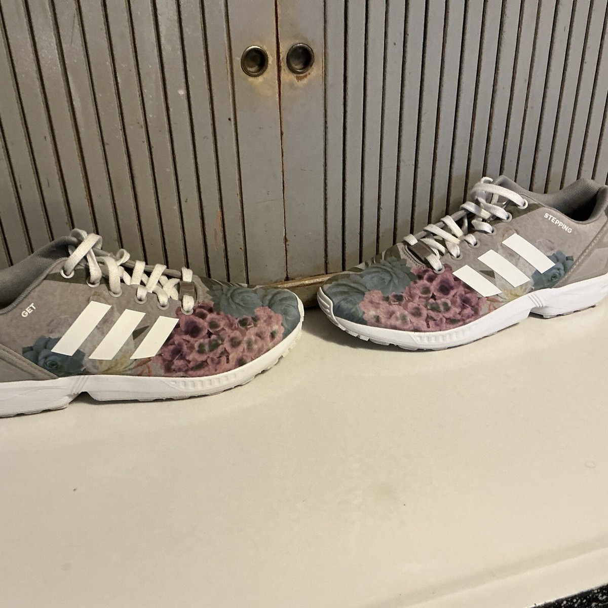 Adidas Women's Originals ZX Flux Grey White Floral Succulent