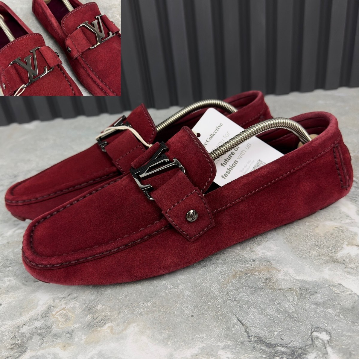 Louis Vuitton Monte Carlo Moccasins Red Suede 7.5 LV or 8.5 US or