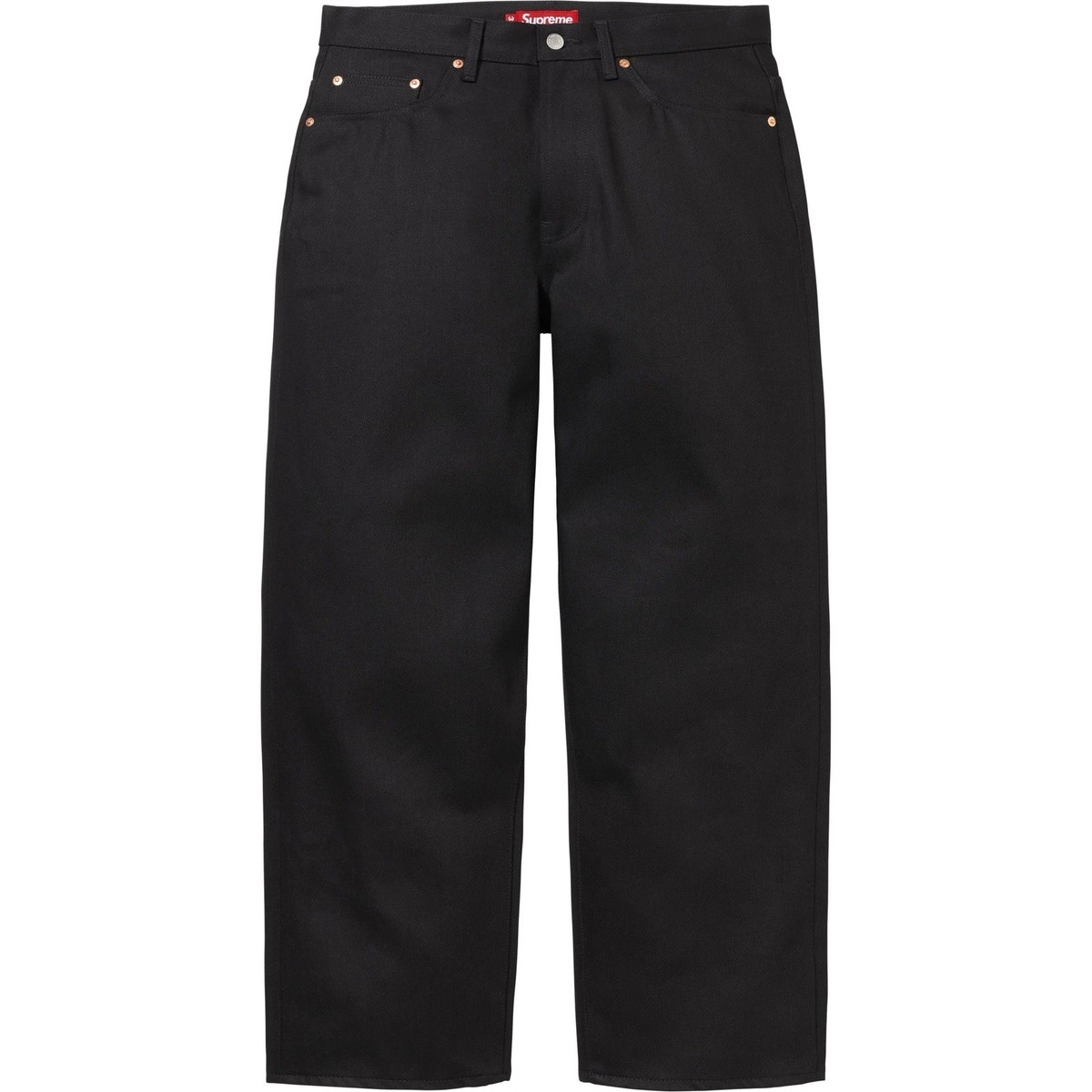 Supreme BAGGY SELVEDGE JEAN Size 36 Black Denim Jeans SS25 Zip Fly