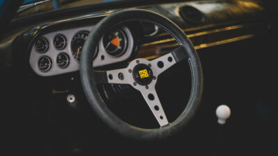 MOMO Prototipo Heritage 350MM Distressed Black Leather Steering
