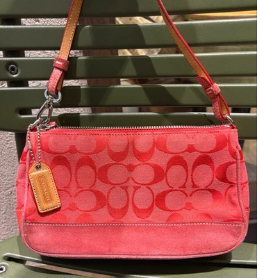 COACH Signature Campus Accessory Pouch 6094 Handbag RED Rare