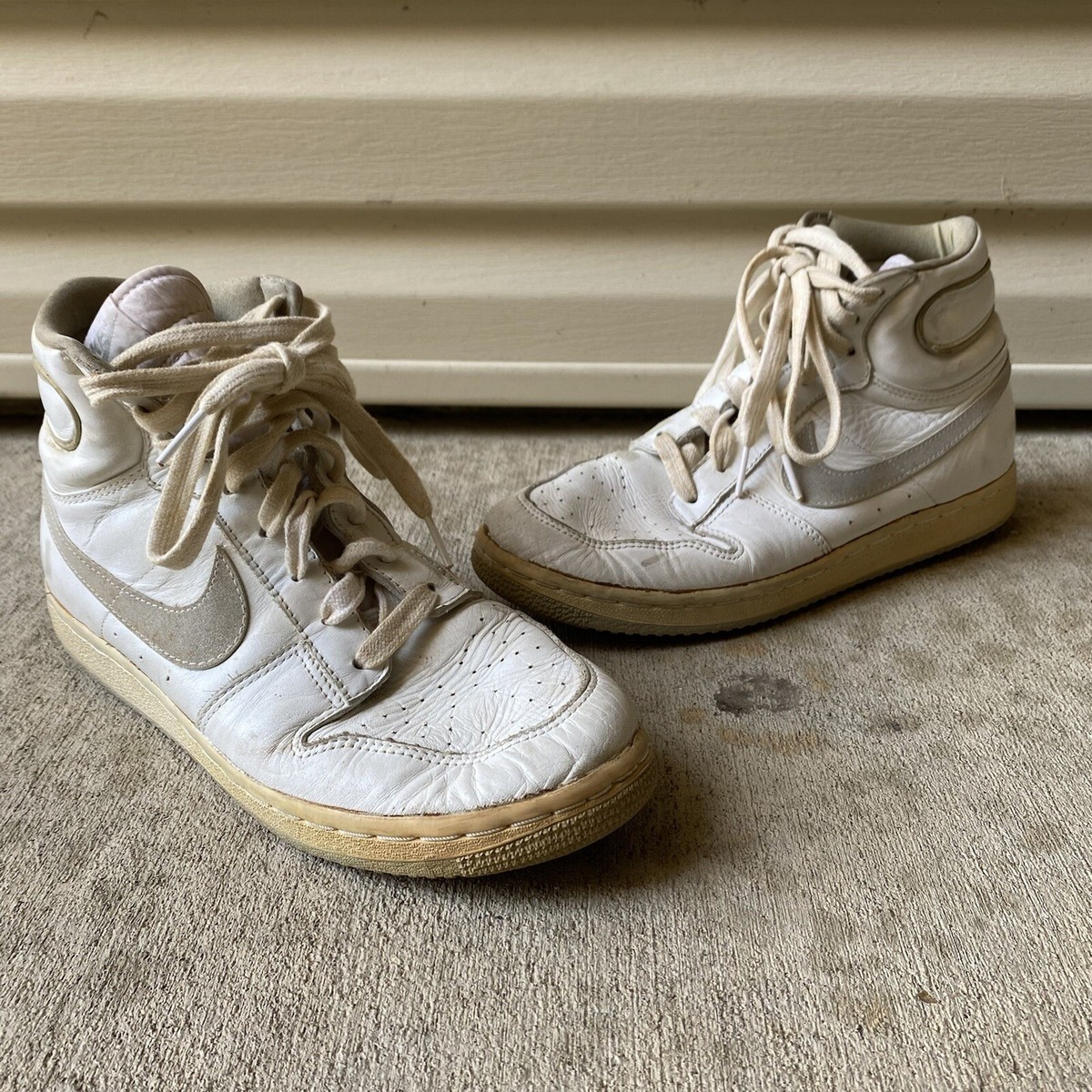Men's Vintage 1985 Nike High Top Sneakers White Shoes Size 7 | eBay