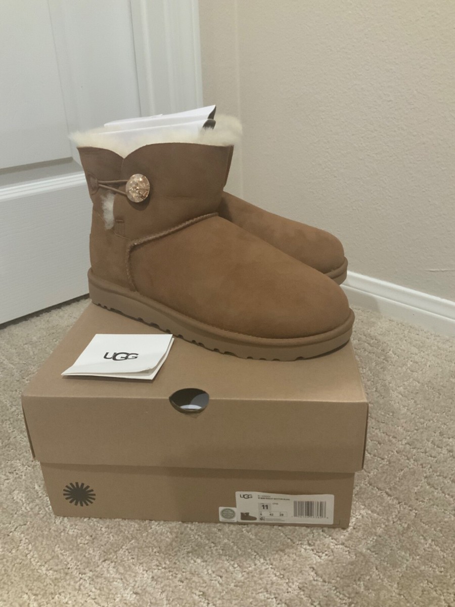 UGG Mini Bailey Button II Casual Women's Boots - Brown, UK 9 for