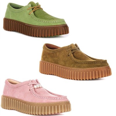 Clarks Torhill Bee Ribbed Outsole Sofe Suede Womens Shoe In Green