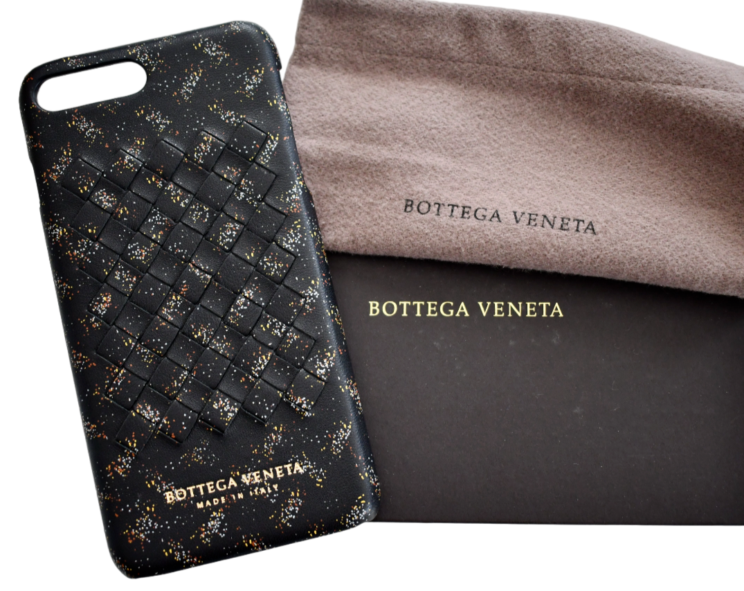 NEW BOTTEGA VENETA Black INTRECCIATO WOVEN LEATHER iPhone 7 PLUS