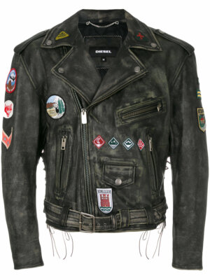 New Diesel L-AGO-ED Biker Patch Leather Jacket S M L coat bomber