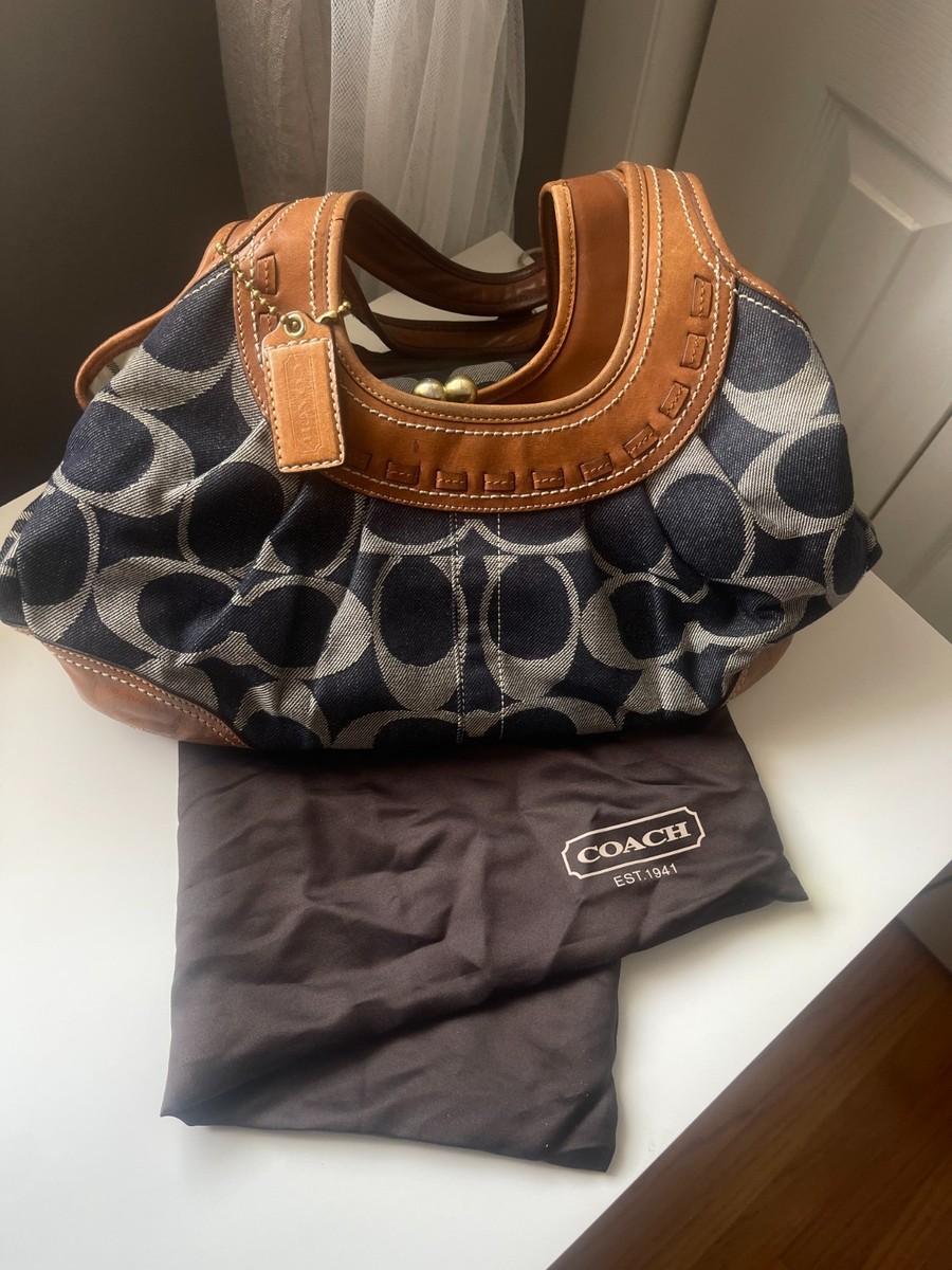 Coach Legacy Signature Denim & Leather Hobo Bag – Kisslock Frame