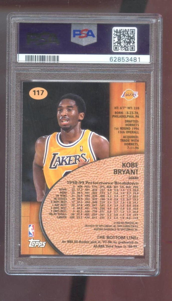 1999-00 Topps Stadium Club #117 Kobe Bryant PSA 10 Graded Card NBA