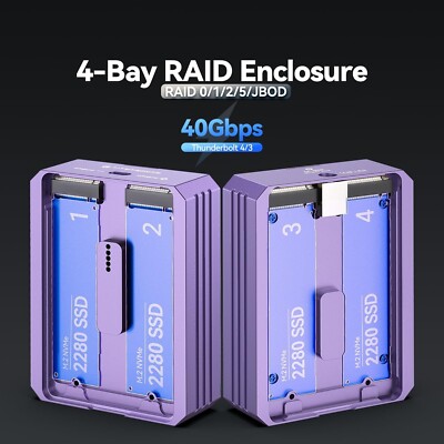 JEYI Thunderbolt 4 bay NVMe Enclosure 40Gbps M.2 SSD ASM2464 Quad