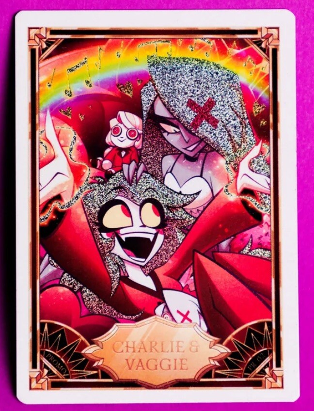 Hazbin Hotel Trading Card Charlie And Vaggie Foil Promo Card In