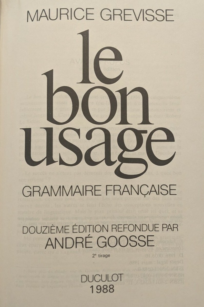 LE BON USAGE By M. Grevisse - Hardcover | eBay