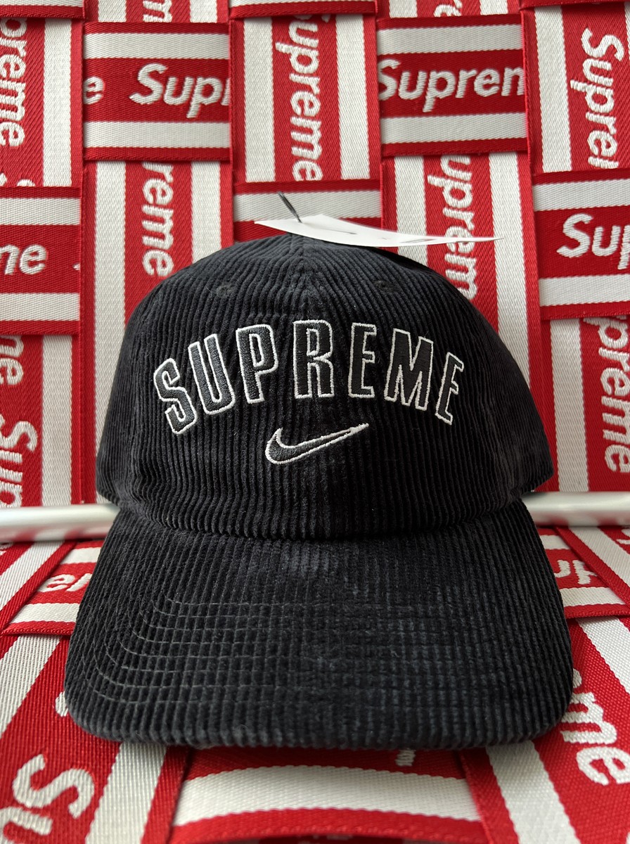 Supreme Nike Arc Corduroy 6 Panel Black Cap!!SS22!!BNWT!!100