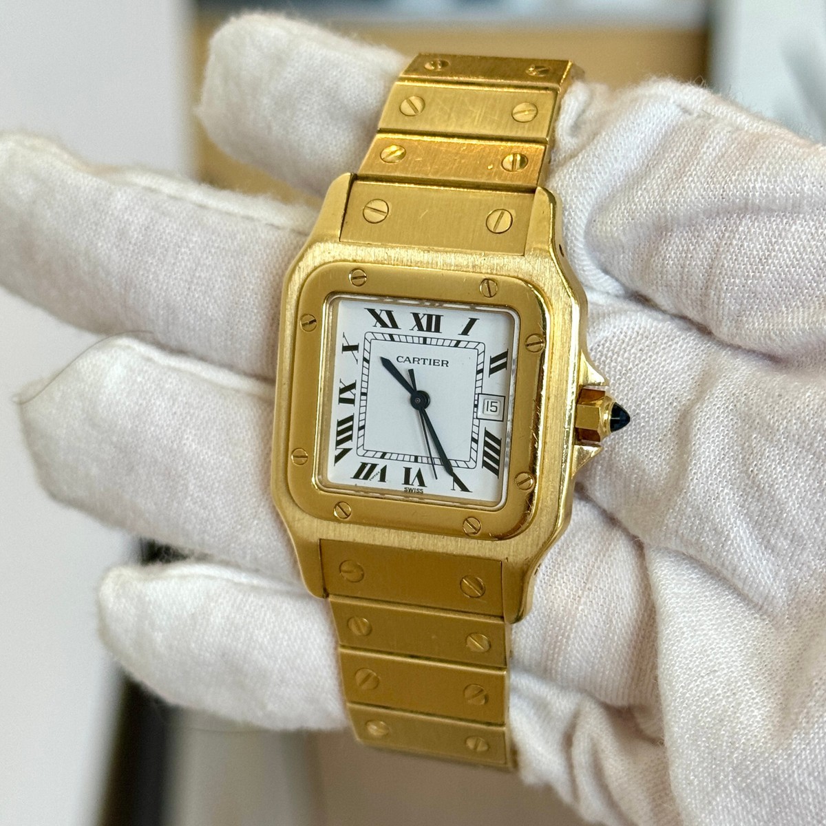 Cartier AT SERVICE Or Massif 18k Yellow Gold Watch Automatic White
