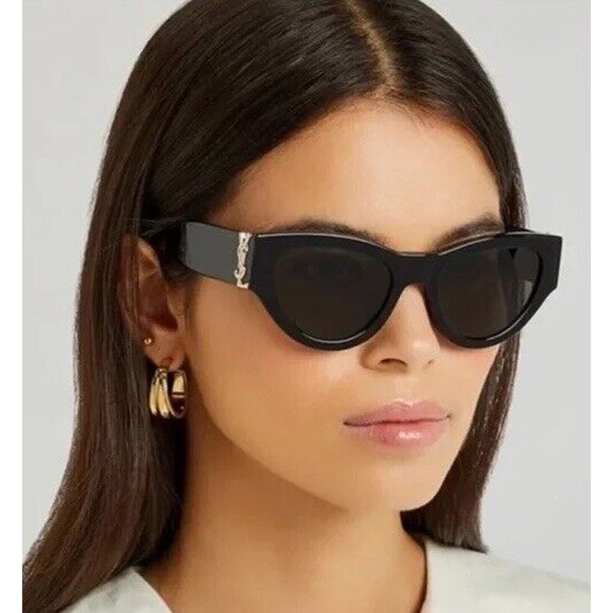 Saint Laurent SL M94 001 Black Gold Dark Grey Lenses Sunglasses