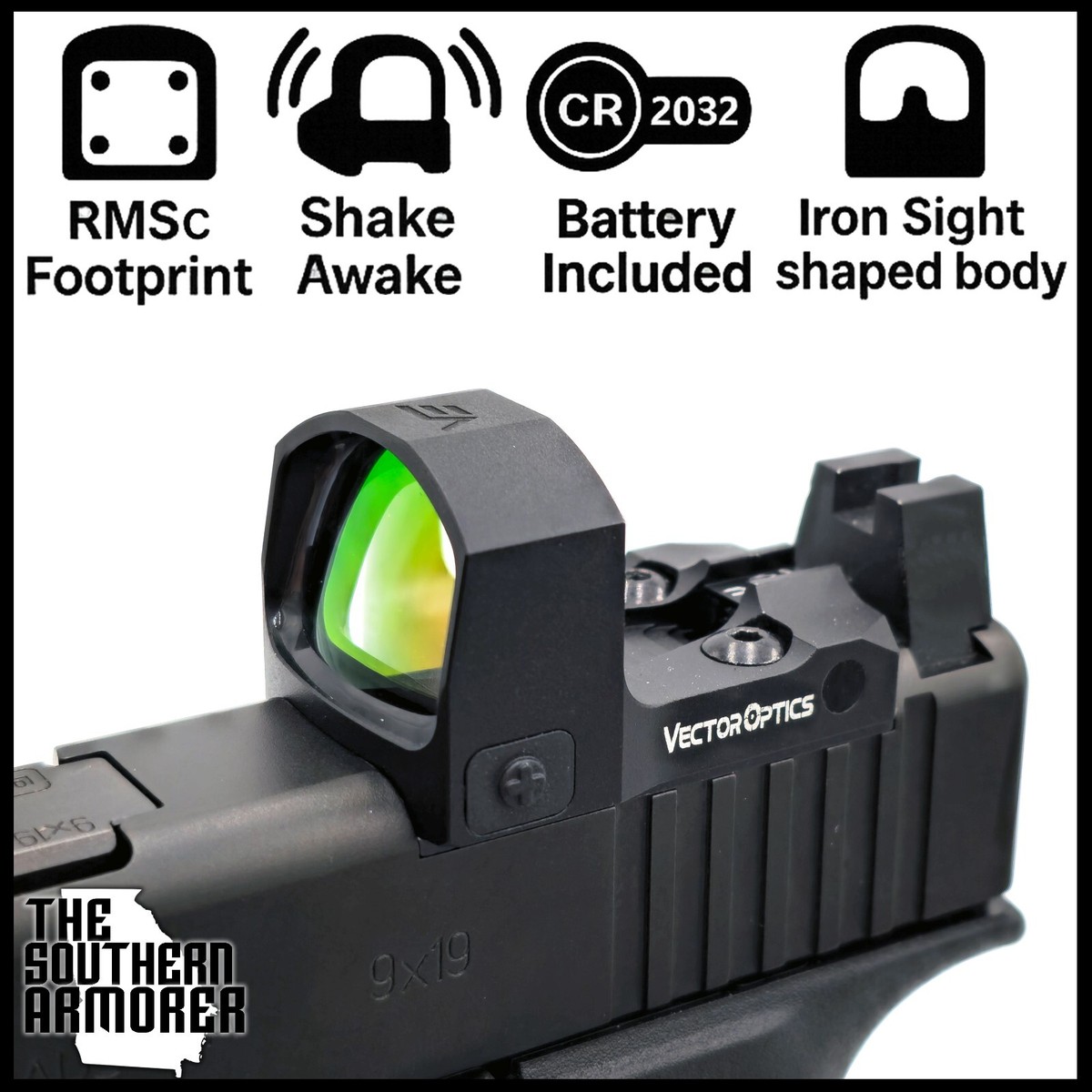 VECTOR OPTICS OPEN REFLEX RED DOT SIGHT FOR GLOCK 43X MOS 48 MOS