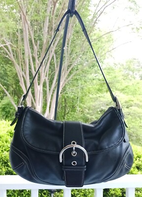 Coach M050-9248 MEDIUM Vintage Soho Y2K Black Leather Shoulder Bag