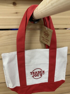 Trader Joe's Mini Canvas Tote Bag RED Hottest It Bag Limited