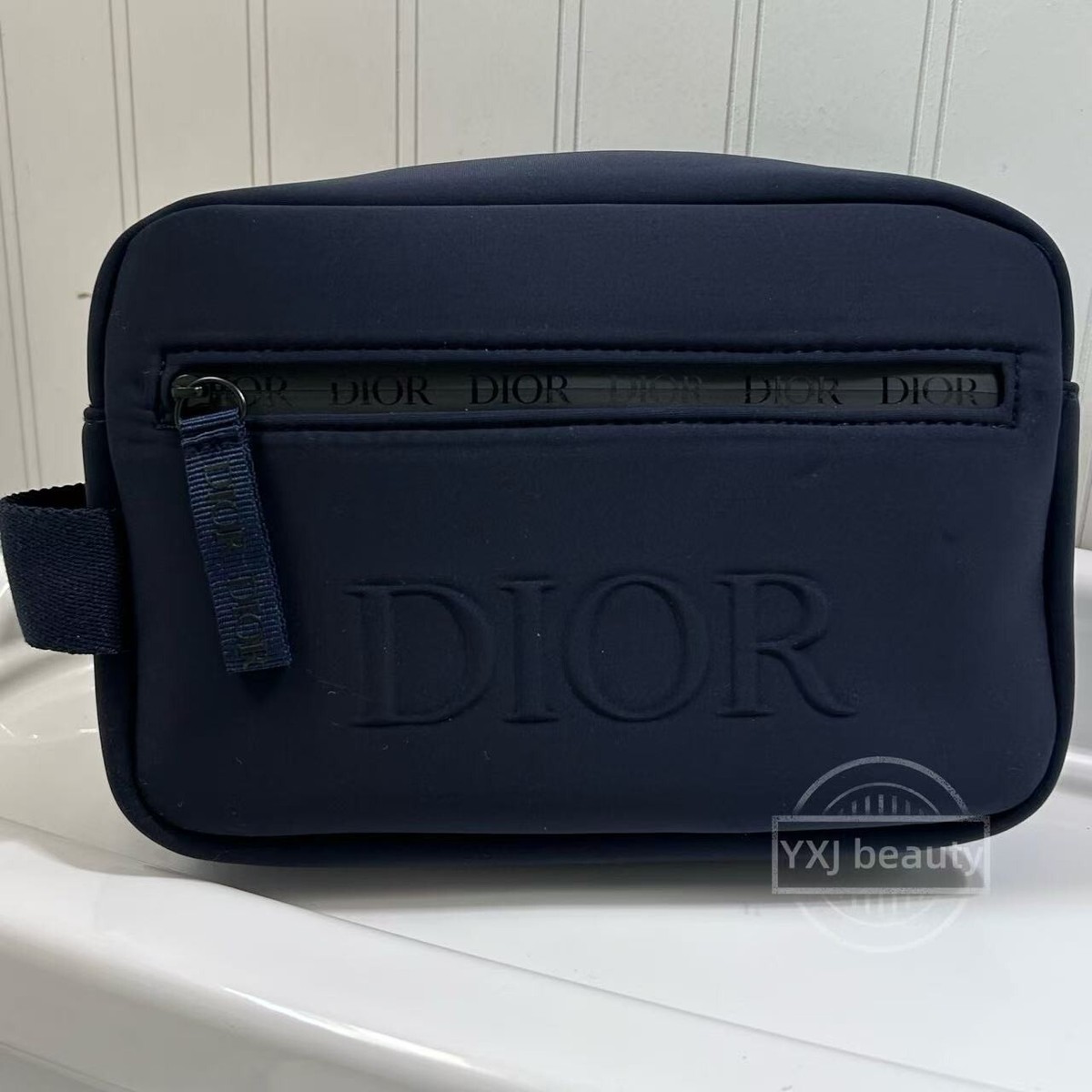 New Dior Dark Blue Navy Toiletry Travel Case Pouch 8.75