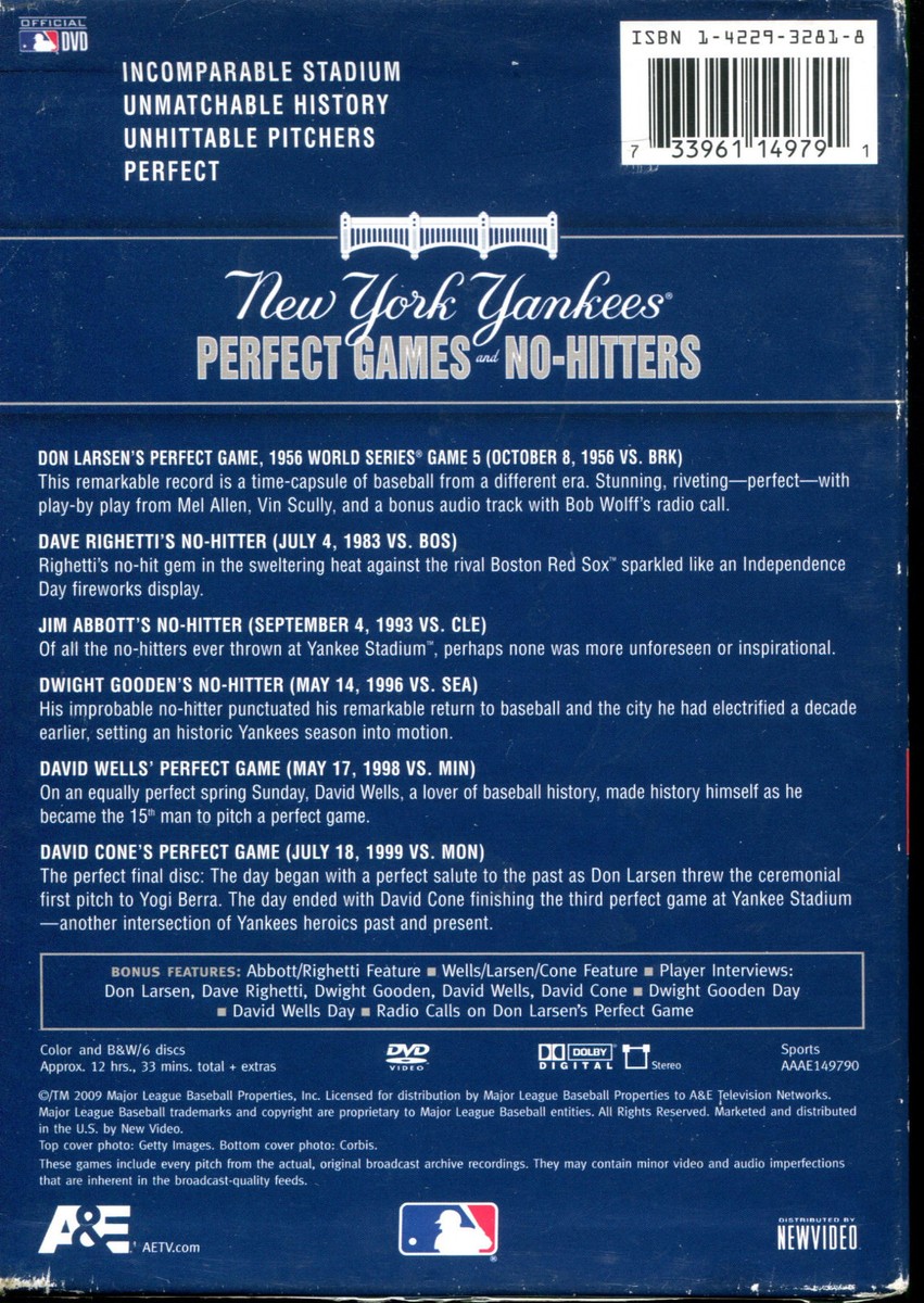 New York Yankees Perfect Games - No Hitters 6 disc DVD set | eBay