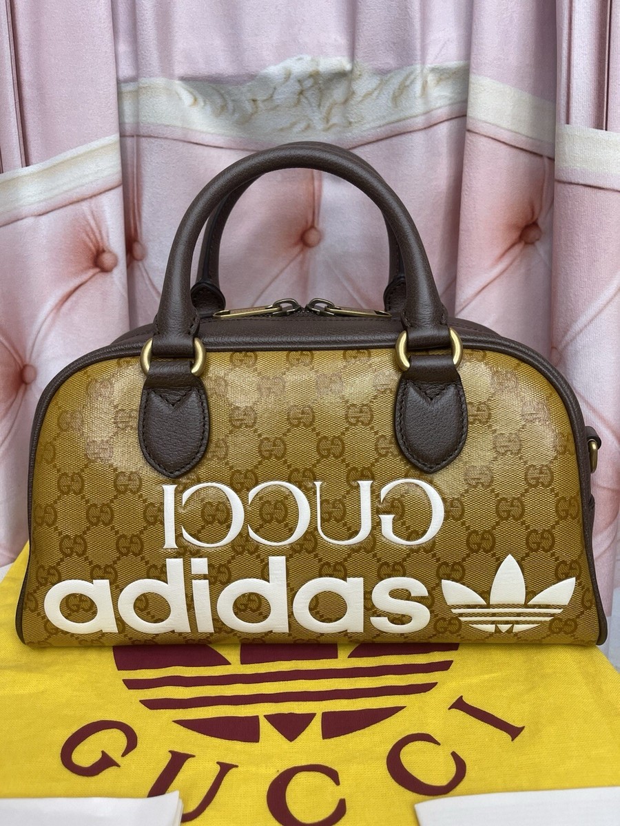 Gucci x Adidas Mini Duffle Bag GG Coated Canvas Brown beige SUPER