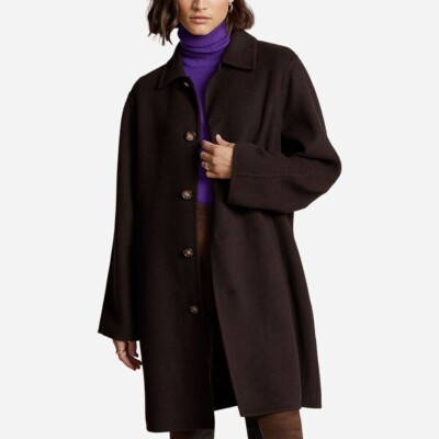Polo Ralph Lauren Women's Wool-blend Single-Breast Coat Brown Size
