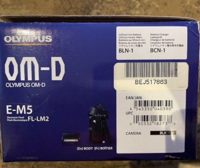 Olympus OM System OM-D EM-5 Camera Body Black w/FL-LM2 Flash New