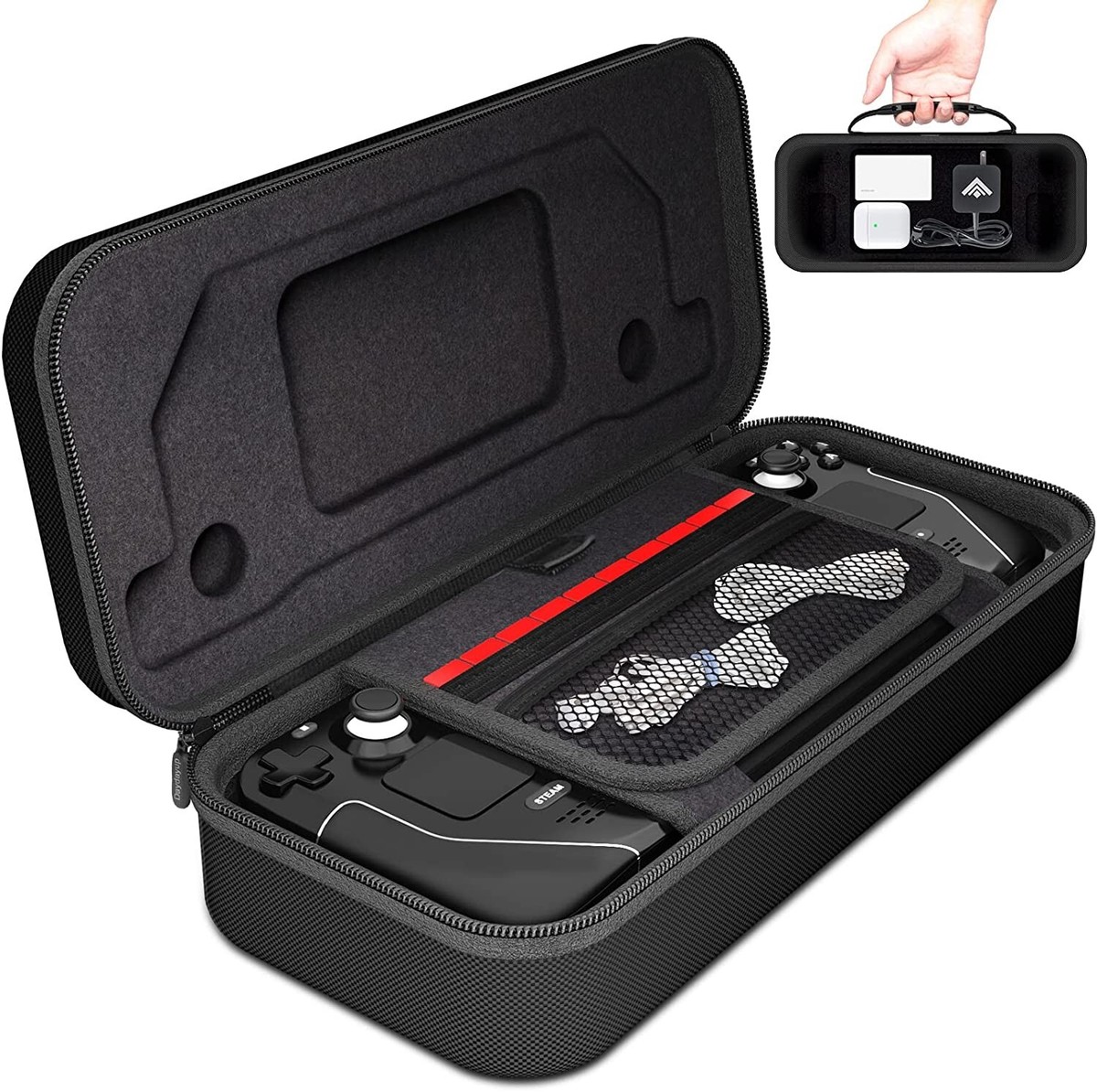 Steam Deck Carrying Case Fit Original Charger AC Adapter Hard