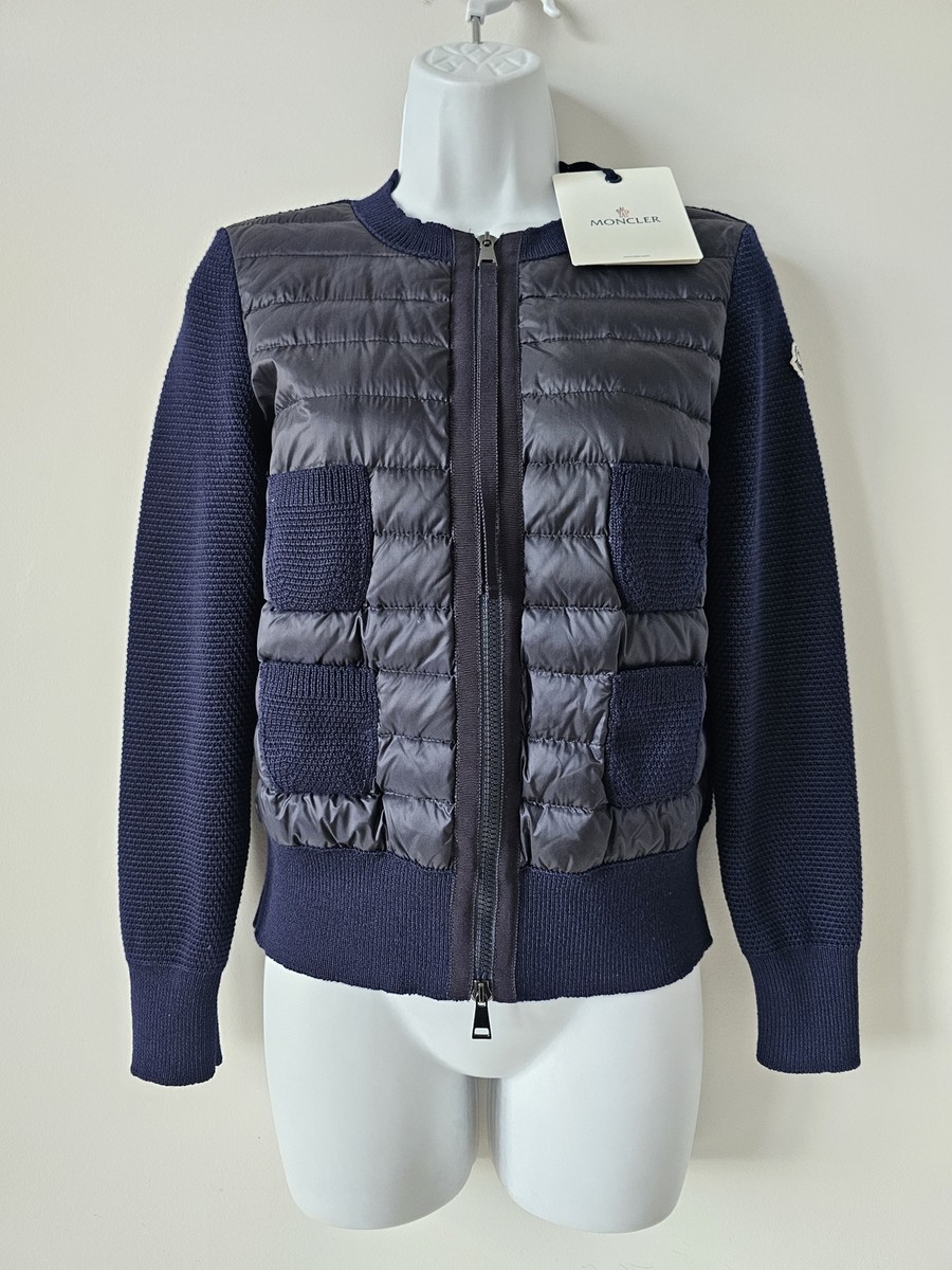NWT MONCLER Navy Blue Maglione Tricot Alla Coreana Cardigan