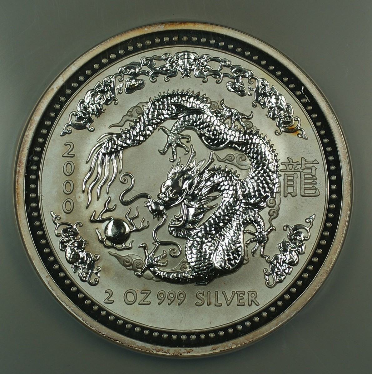 2000 Australia 2 Oz 999 Silver $2 Dragon Coin NGC MS-66 Large Slab