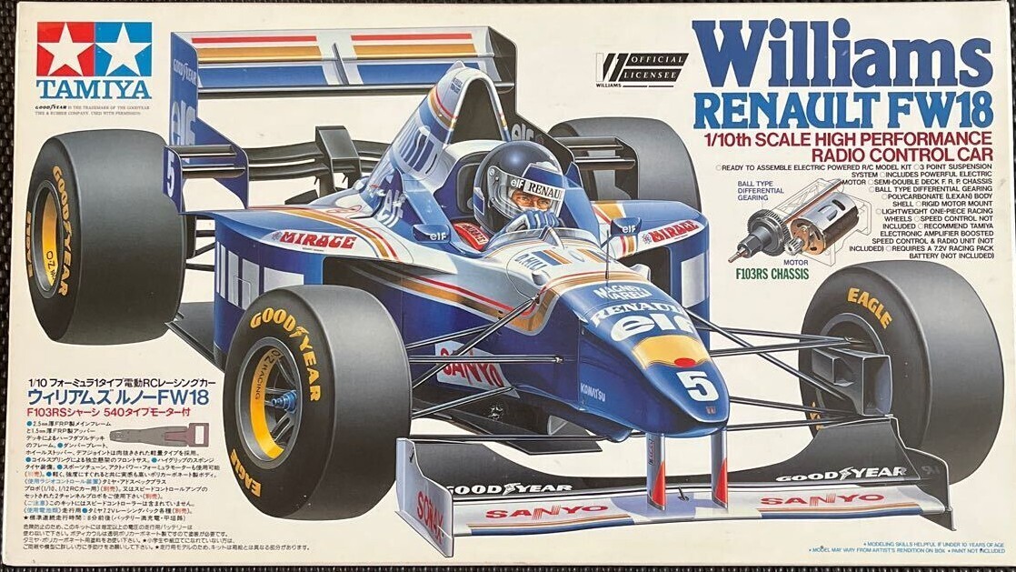 TAMIYA 1/10 RC Williams Renault FW18 F-1 Racing Car Model Kit F103