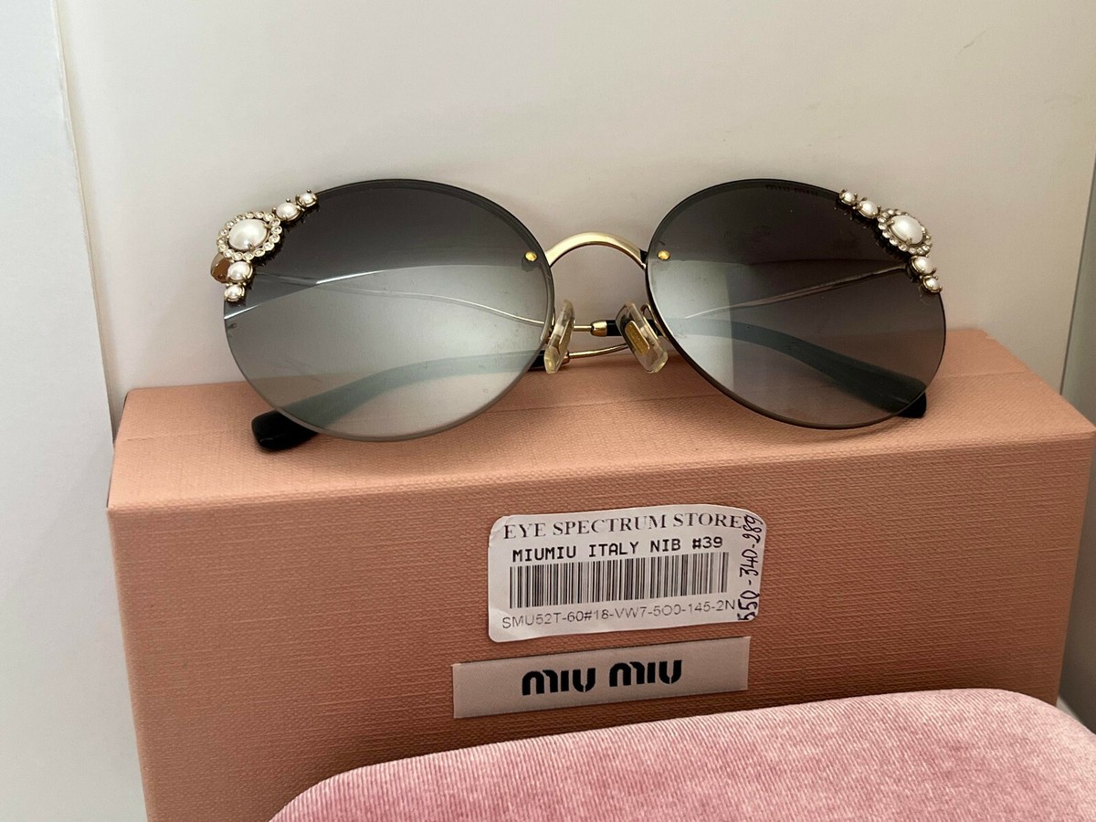 Miu Miu SMU52T Round Black Sunglasses NIB 60MM $550 #39 | eBay