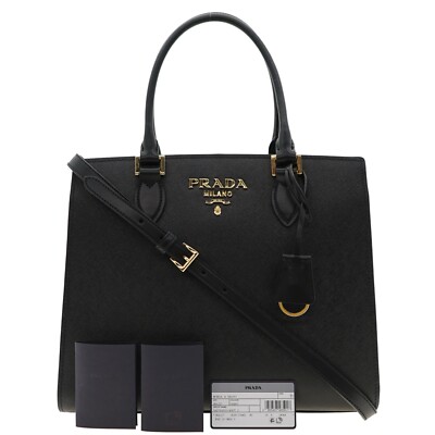 Prada Saffiano Lux Tote Medium Shoulder Bag Black New | eBay