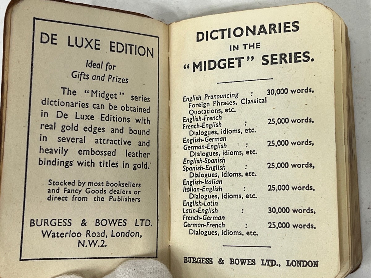 Original vintage miniature dictionaries by Midget series Burgess