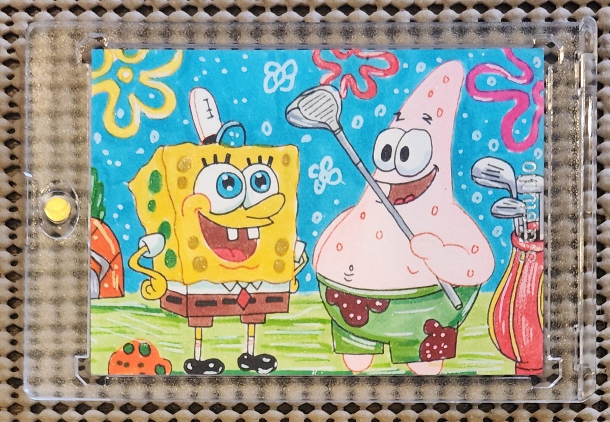 SPONGEBOB SQUAREPANTS Sketch Card (1/1) HAND DRAWN PATRICK GOLFING