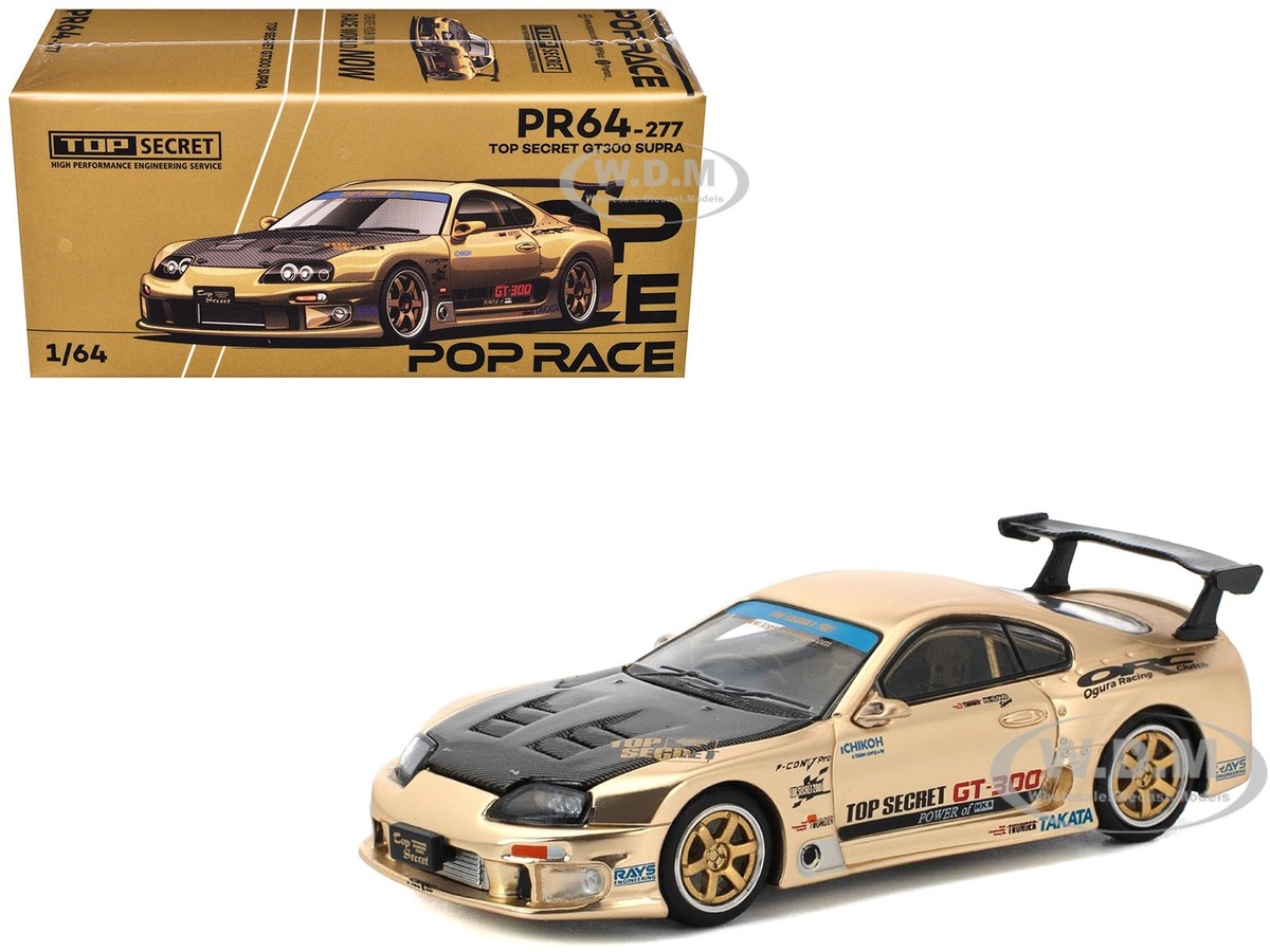 TOYOTA SUPRA TOP SECRET GT300 RHD GOLD 1/64 DIECAST MODEL BY POP