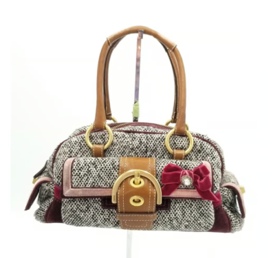 Coach Vintage Soho Y2K Tweed Multicolor Satchel w/Leather Trim