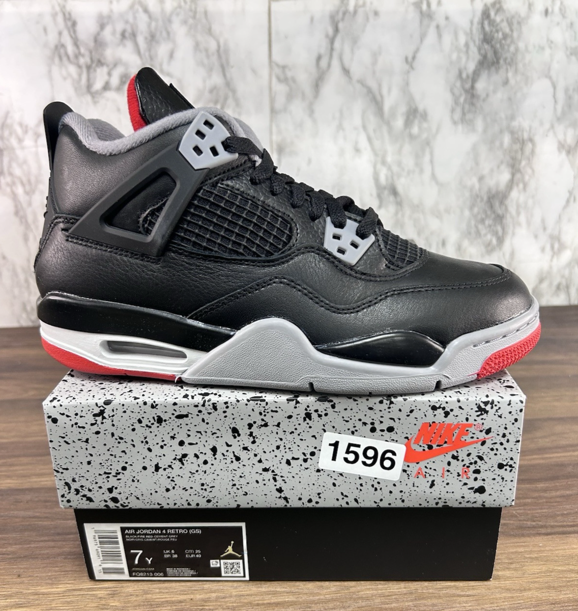 size 7y Nike Air Jordan 4 Retro Reimagined Bred Black Red FQ8213