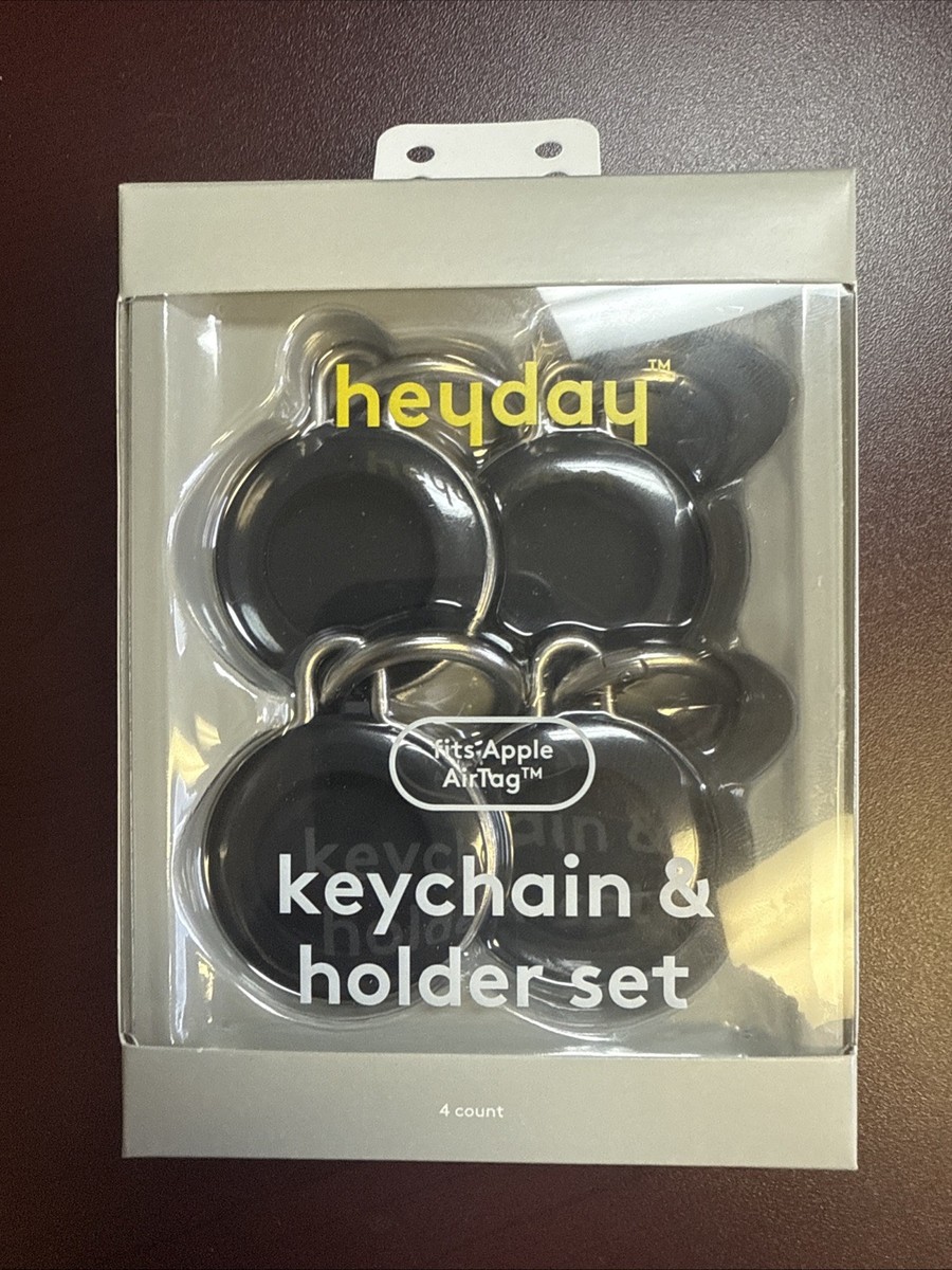 APPLE AIR TAG 4 PACK KEYCHAIN & HOLDER SET BLACK- heyday- NEW | eBay