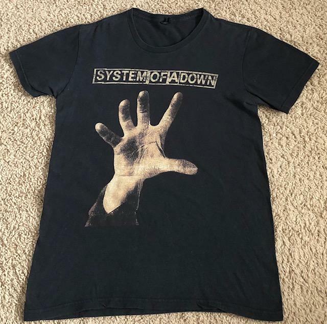 Vintage 90's System Of A Down Hand Concert Tour Black T-Shirt Size
