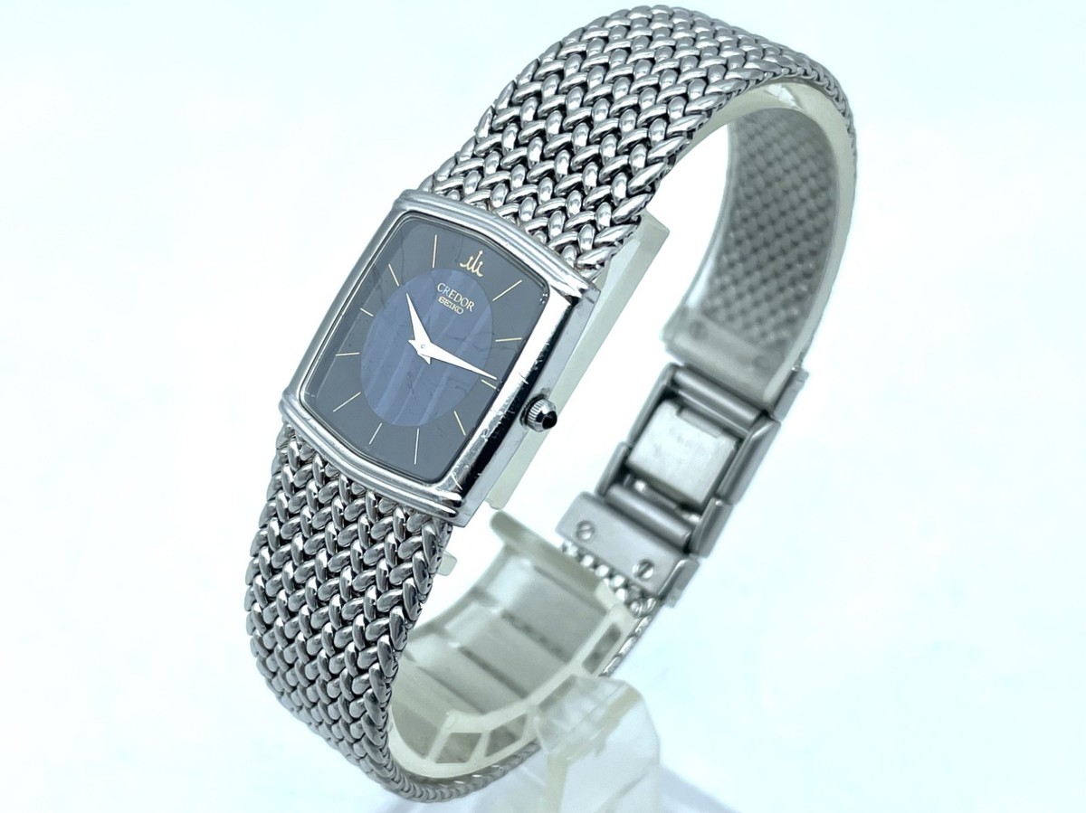 SEIKO Credor Quartz Ladies Watch Blue Agate Dial Band Size 7 inch