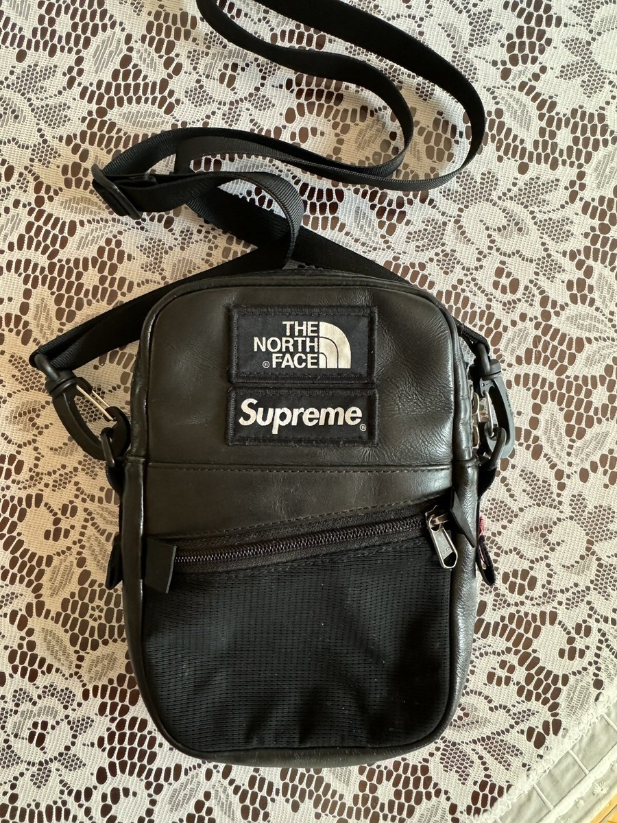 SUPREME x THE NORTH FACE Leather Shoulder Bag Black Collab Limited