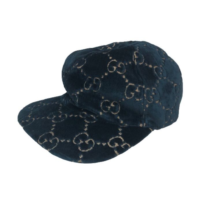 Gucci Gg Velvet Baseball Cap Blue Velor Hat S Size | eBay