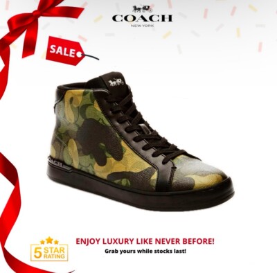 Coach Shoes Clip High Top Sneaker Signature Camo Size 11.5D for